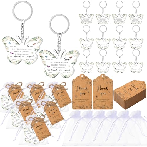 Equsion 60 Set Funeral Keychains for Guests Memorial Favors, Butterfly - style: Butterfly