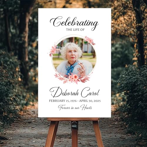 Personalized Celebration Of Life Welcome Sign, Floral Funeral Welcome Sign, Funeral Sign, Memorial Sign, Personalized Editable Funeral Welcome Sign, Celebration Of Life Signs, Funeral Program - color: Version 13