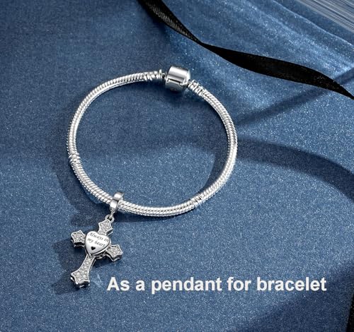 S925 Sterling Silver Urn Charm for Ashes for Women fit Pandora Bracelet and Necklace Jewelry, Memorial Keepsake Gifts Jewelry - style: cross urn charm