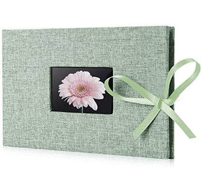 Fabmaker Small Photo Album 4x6, Picture Album, Picture Book, Mini Brag Book | Ribbon Closure, Linen Fabric Cover, Front Window, Sturdy Binding, Acid-free, PVC free, Artwork Weddings Family Boudoir - color: Green, size: 12 Pockets/1PK