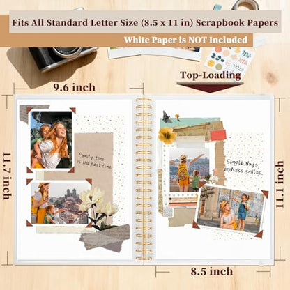 8.5x11 in Scrapbook Photo Album with Window, 30 Sleeves Beige - color: Beige, size: 8.5"X11" 30Sheets