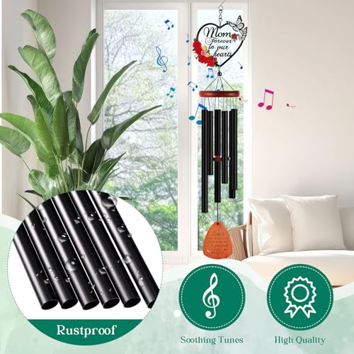 Kathfly Sympathy Wind Chimes for Loss of Loved One, 28" Memorial Wind Chimes for Outside, Bereavement Condolence Funeral Windchime Funeral Gift for Gifts for Loss of Loved One Mother Father Husband - style: Flower Mom