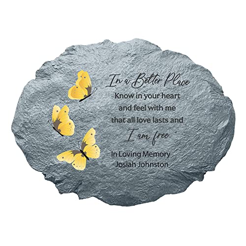 Let's Make Memories Personalized Sympathy Garden Stone - I Am Free - Condolence & Memorial Gift - Customize with Message -11" Lx6 Wx3 D - style: I Am Free