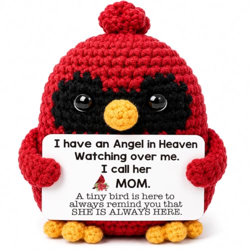 Handmade Crochet Cardinal Memorial Gift Loss of Mother Bereavement Sympathy Remembrance Comfort Condolence Passed Away Loved One Angel in Heaven Red Bird Spiritual Messenger Keepsake - style: Loss of Mother