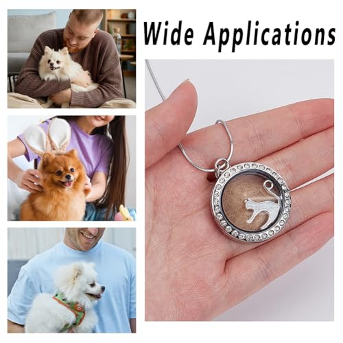 2PCS Pet Ashes Necklace Cats Hair Keepsake Fur Locket Necklaces Cat Dog Remembrance Jewelry with Paw Heart Rhinestone Pet Memorial Urn Necklace for Cats Women Men Loss Pet Sympathy Gift - color: Silver Necklace