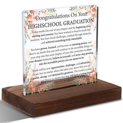High School Graduation Acrylic Plaque, Inspirational Gift for Graduates, Motivational Keepsake Celebrating Achievement, Encouragement Floral Decor for Teen Boys and Girls Graduation,XXD101 - style: Graduates