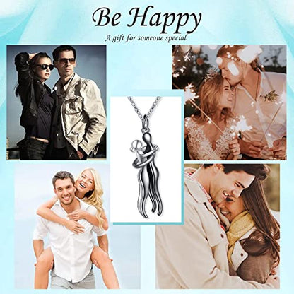 FLYOW S925 Sterling Silver Best Friend Couple Pendant Friendship Sun Moon Lotus Yin Yang Matching Bff Necklace for Women Jewelry - style: Hug