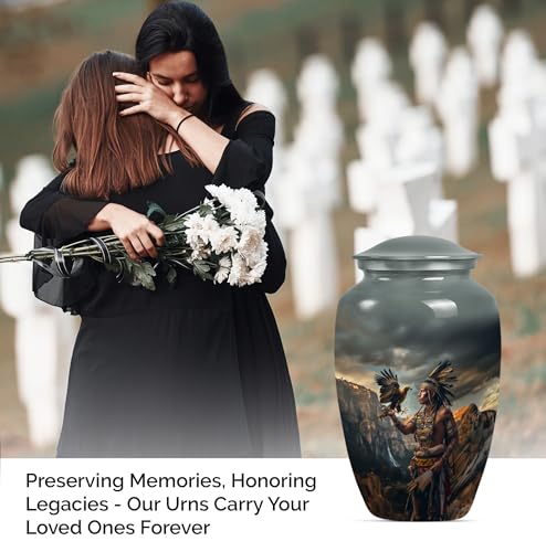 Native American Urns for Ashes - Burial Urns for Human Ashes Adult Male 10" - size: #1 (Large Size)