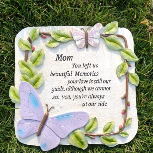 10 Inch Polyresin Memorial Garden Stone, Sympathy Gift for Loss of Mom, Memorial Plaques for Outdoors, Garden Stones in Memory of Loved Ones, Remembrance of Beloved Mather (Mom) - style: Mom