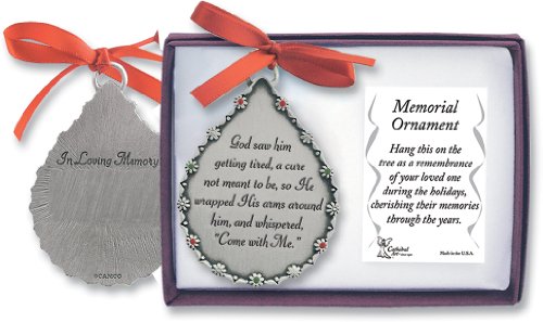 Cathedral Art God Saw Him Getting Tired Teardrop Memorial Ornament, 5" by 3 3/4" (CO514) - style: God Saw Him