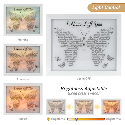Sympathy Gift LED Memorial Shadow Box Memorial Gifts for Loss of Loved One Mother Mom Dad Father, Bereavement Gifts Condolences Gifts in Memory of Loved One Gifts - size: I Never Left You White