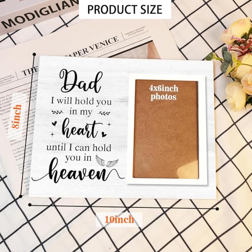 Memorial Photo Frame, Sympathy Gifts for Loss of Father, in My Heart, in Loving Memory Wooden Picture Frame, Passed Away Condolence Gifts, Fits 4x6 In Photo (White-Dad 4 x 6 Photo) - color: White-Dad