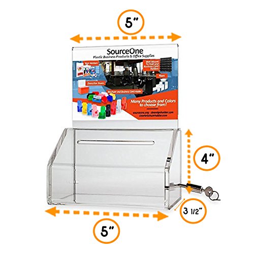 SOURCE ONE Acrylic Heavy Duty Donation/Ballot Box with Lock and Sign Holder - color: Clear, size: 1 Pack