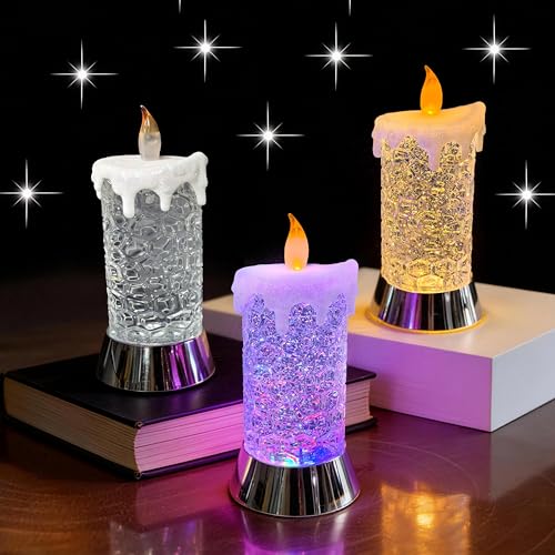 8.65" Lighted Acrylic Flameless LED Candles Swirling Glitter Globe - size: 8.65" Flameless Candles Figurine