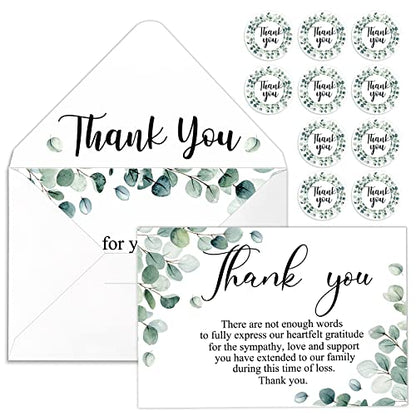 Marspark 25 Pack Sympathy Thank You Cards for Funeral with Envelopes Sticker and Message Memorial Bereavement Postcards for Loved Ones Family Friends Celebration of Life(Leaves) - style: Leaves