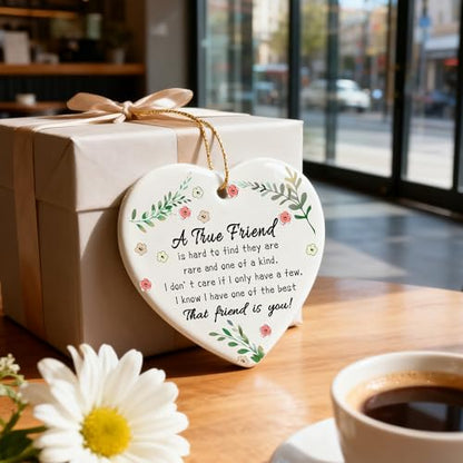A True Friend is Hard to Find They are Rare and One of a Kind - Birthday, Christmas Friendship Gift | Gifts for Best Friend, Bestie, Female BFF | Ceramic Keepsake, Friendship Christmas Ornament - color: A True Friend