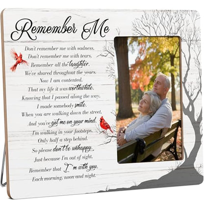Memorial Picture Frame Gifts for Loss of Loved One, In Memory of Loved Ones Gifts, Remember Me Wooden Picture Frame, 4x6 inch Photo - color: Yellow