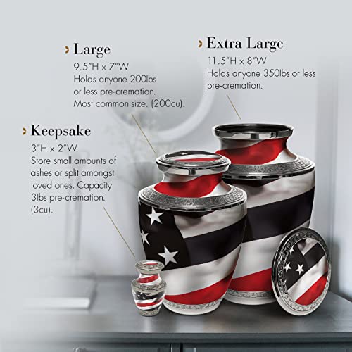 Red line Flag Keepsake Urns for Human Ashes with Velvet Gift Box for Cremation Keepsakes for Ashes - Small Cremation Urn and Small Keepsake Urn Set of 4 - color: Red Line Flag