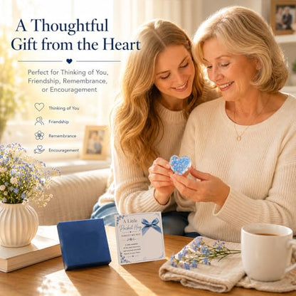 Pocket Hug Gift for Loss of Loved One, Forget Me Not Memorial Keepsake Card with Acrylic Forget Me Not Heart, Bereavement Sympathy Gift, Father’s Day Remembrance Gift, Thinking of You Grief Support Gift for Friend Family