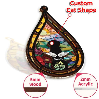 Personalized Angel Dog Memorial Suncatcher, Dog Cat Suncatcher Remembrance Gift, Engraved Pet Memorial Ornament, Pet Sympathy Keychain, Animal Loss Sympathy Card, Rainbow Bridge Pet Loss Gift - color: 03. Custom #3