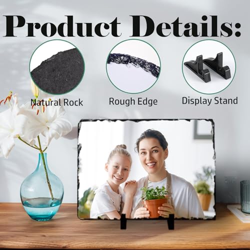 LOUISMIAA Personalized Picture Frame Custom Photo Stone Rock Slate Plaque Frames,Customized Gifts for Mothers Fathers Day Valentine's Day Wedding Birthday Christmas,Rectangular 7.8x5.9 inch - color: Rectangular-7.8*5.9 inch