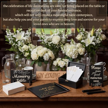 Celebration of Life Guest Book Funeral Memory Cards, Gold Leaf - style: Gold Leaf