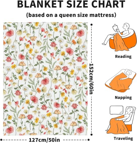 Floral Fleece Throw Blanket, Flowers Flannel Blankets for Couch 50"×60" - color: Floral