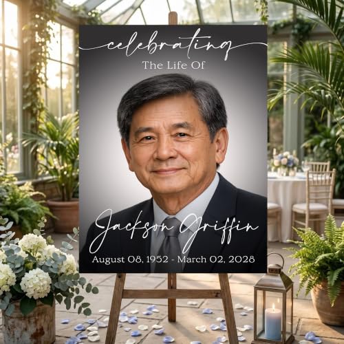 Custom Funeral Welcome Sign, Personalized Celebration of Life Welcome Sign, Funeral Poster Board, Memorial Picture Board, Memory Sign for Funeral, Celebration of Life Decor, Funeral Decorations #3 - color: Background#3