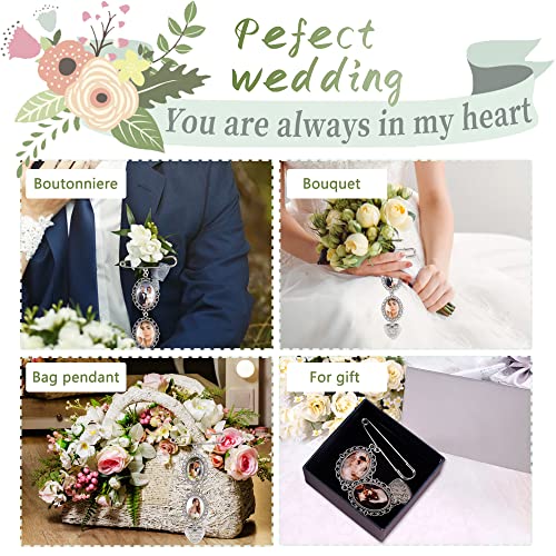 Bylion 2 Sets Wedding Bouquet Photo Charms Bridal Bridegroom Charm | DIY Pin Brooch Making Kit Bouquet Picture Charm for Wedding Memory Friend Graduation Gift, You are Always in My Heart - color: Double Lacy