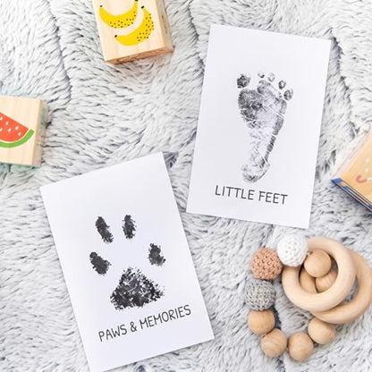 Inkless Paw Print Kit for Dogs Cats, 4 Pack Clean Touch Ink Pads with 8 Imprint Cards, Mess-Free Pet Paw & Nose Print Kit with 2pcs 5 Inch Photo Frames, Pet Memorial Keepsake Gift