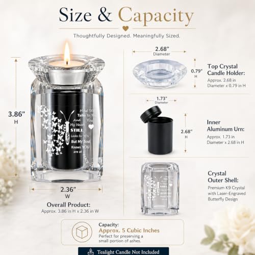 IFOLAINA Small Urn Butterfly for Human Ashes Cremation Mini Crystal Urn Alloy Storage Keepsake Funeral Memorial Gifts for Loved Ones