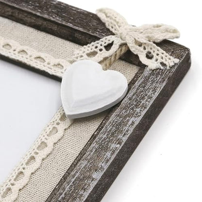 Sapowerntus 5x7 Rustic Picture Frames Wooden Farmhouse Heart Photo Frame - size: 5x7 in (single)