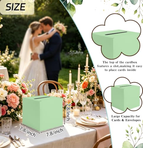SietDESEO Sage Green Card Box with Slot Money Gift Card Box Holder for Party Wedding Reception Birthday Graduation Bridal Shower Baby Shower Diaper Raffle Box - color: SAGE GREEN CARD BOX, size: 1 Count (Pack of 1)