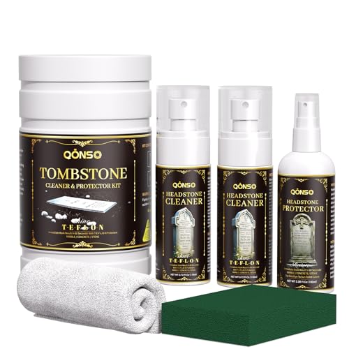 Headstone & Gravestone Cleaner for Memorials – Safe for Granite & Stone, Non-Acid Formula Gently Removes Dirt & Organic Stains (10.14 fl oz)