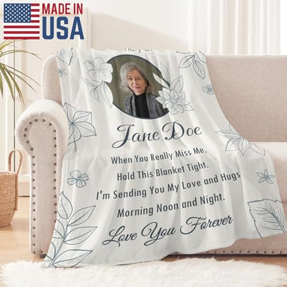 Made in USA, Custom Memorial Photo Blanket, Personalized Sympathy Gifts for Loss of Loved One, Custom Remembrance Throw for Loss of Dad Mom Husband Wife Grandma Grandpa Daughter Son Friend Pet - color: Personalized With Photo