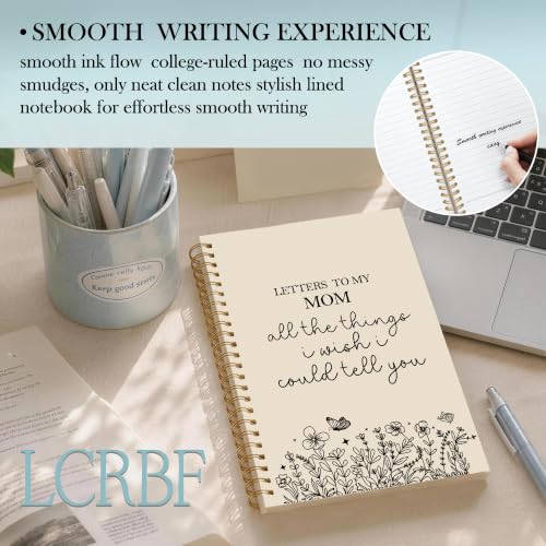 Mom Memorial Gifts Spiral Notebook Journal 5.5x8.3in | Loss of Mother Sympathy Gifts, Bereavement Remembrance Gift, Letters to My Mom Grief Notebook Journals - color: Letters Mom