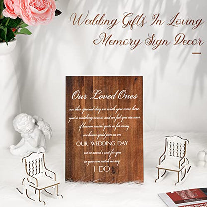 5 Pcs Memorial Table Sign for Wedding Memorial Chair Sign Wooden Wedding Table Plaque with Bracket in Memory of Loved Ones Who Died in Heaven Seat Chair Signage for Sympathy Gifts(Woodgrain Style) - style: Woodgrain Style