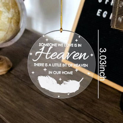 Christmast Memorial Ornaments Rremember Keepsake, Bereavement Memorial Gifts for Loss of Loved One Because Someone We Love is in Heaven Sign, Christmast Cardinal Ornament for Loss of Loved One