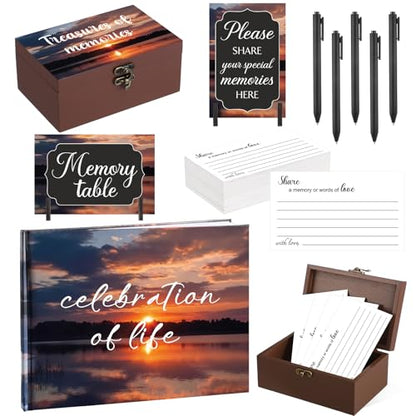 Celebration of Life Guest Book Funeral Memory Cards, Dusk - style: Dusk
