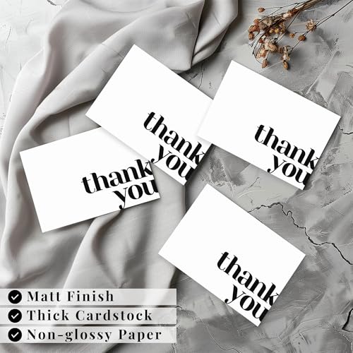 Thank You Cards with Envelopes Bulk Pack of 40 Cards, White Thank You Cards | 5 x 3.5 Inches with Matching Stickers & Envelopes, For Business, Baby Shower, Wedding, Small Business, Graduation, Funeral - color: White