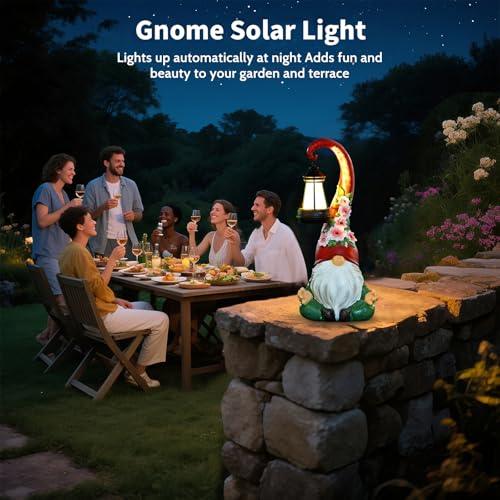 Solar Garden Gnome Statue, 13.1 Inch Zen Gnome with Lantern for Yard Decor - style: Zen Gnomes 13.1in