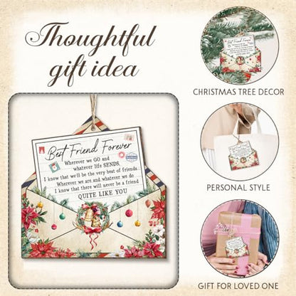 Best Friend Forever Gifts, Christmas Decorations Ornaments, Sentimental Friendship Gift, Birthday Gifts for Women, Fun and Cool Envelope Wooden Ornament for Female Friends - style: Friend Letter