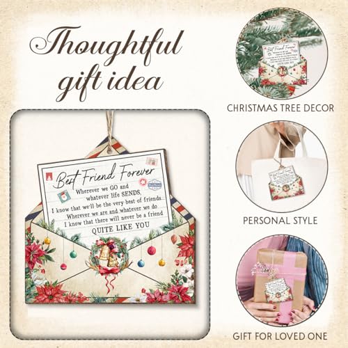 Best Friend Forever Gifts, Christmas Decorations Ornaments, Sentimental Friendship Gift, Birthday Gifts for Women, Fun and Cool Envelope Wooden Ornament for Female Friends - style: Friend Letter