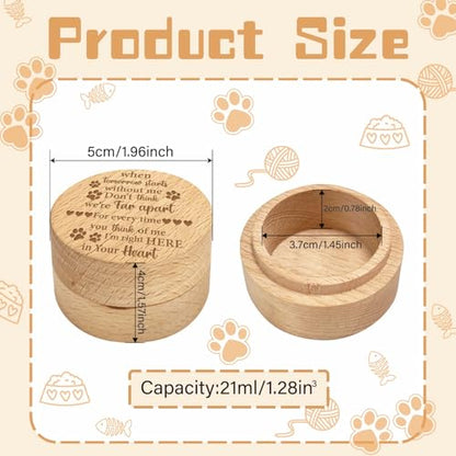 CREATCABIN Wood Mini Animal Urn Small Pet Urns for Human Ashes Pet Hair Keepsake Box Case Paw Print Burlywood Decorative Urns Funeral Cremation Pet Urn Memorial Box Gift for Dogs Cats 2x1.6Inch - style: Paw Print-19B