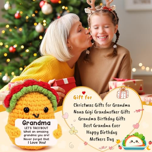 Grandma Gifts Grandparents Day Christmas Birthday Gifts for Grandmother | Gigi Gift for Great Best Grandma Ever Mothers Day Christmas Funny Granny Grandparents Mimi Nana Handmade Crochet Taco - style: Grandma