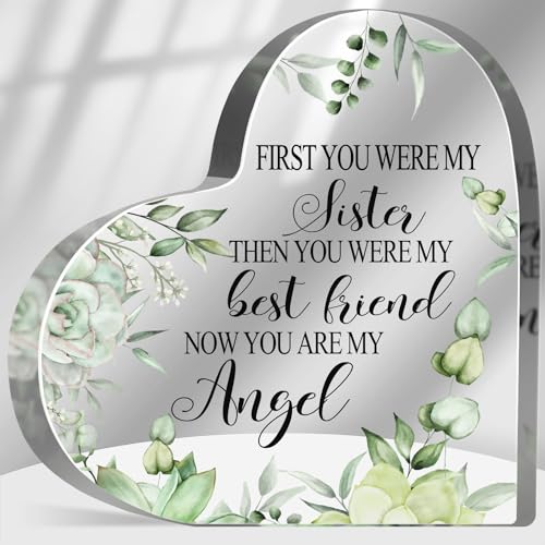 Sympathy Gifts for Loss of Sister, Memorial Gifts for Friends Women Female, In Memory of Sister Plaque, Bereavement Condolences Grief Gifts, Funeral Remembrance Decor Ornament Sign - color: Sister Angel