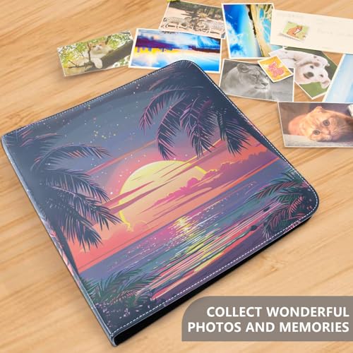 JIPONI Hawaii Beach Large Photo Album, DIY Leather Cover Scrapbook Albums for 4x6 5x7 6x8 Pictures, Self Adhesive Memory Book for Wedding, Baby, Family - color: Hawaii