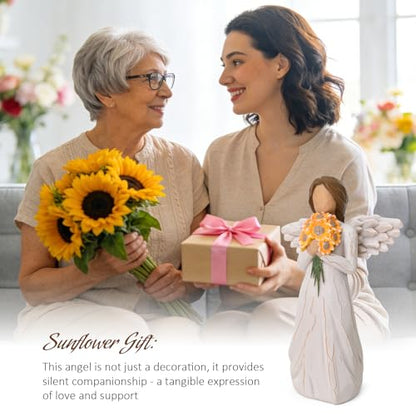 Get Well Gifts for Women After Surgery, 5.1" Hand-Painted Resin Figurines | Angel Holding Sunflower, Encouragement Gift for Recovery, Home Decor for Bedroom - style: Get Well Gifts