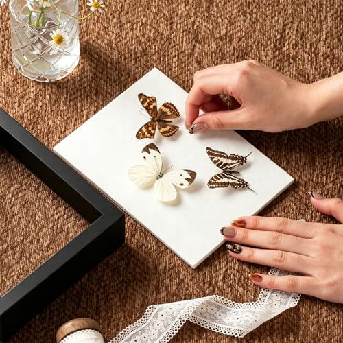 5x7 Small Shadow Box Frame with Ultra-Clear Glass & Soft Linen Back - color: Black+high Definition Panel + Shatter-proof Packaging, size: 5x7