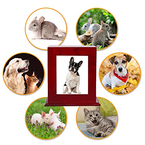 BRKURLEG Dog Urns for Ashes, Animal Wood Urn, Red - color: Wine Red